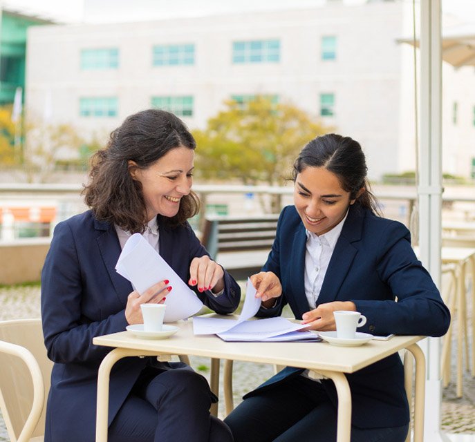 Lawyer with young client
